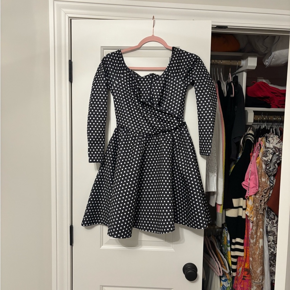 Elegant Black and White Polka Dot Dress